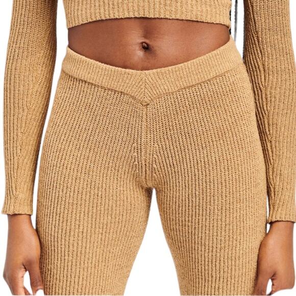 NWT SER•O•YA Brown London Pants Knit Flare High Rise Slight V Waist Size Large‎ - Picture 2 of 15